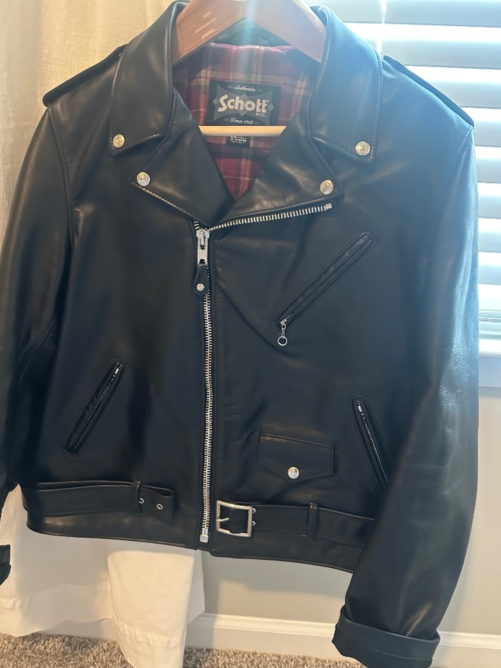 Schott Leather Jacket - Style 626, Lightweight Fitted Motorcycle, Mens XL